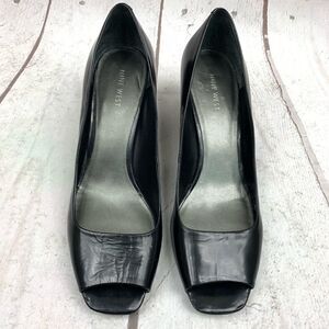 Nine West | patent leather open toe heels 10 black.